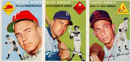 1954 Topps - Salesman Samples #32 / 41 Willie Jones / Duke Snider / Harvey Haddix Front