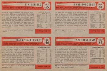 1954 Bowman - Advertising Strips #NNO Jim Delsing / Maury McDermott / Earl Torgeson / Ed Mathews Back