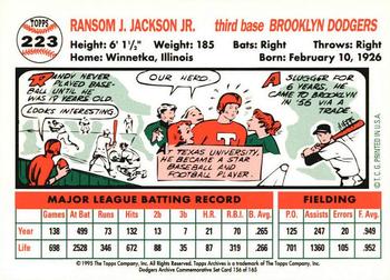 1995 Topps Archives Brooklyn Dodgers #156 Randy Jackson Back