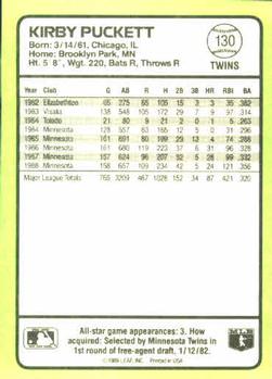 1989 Donruss Baseball's Best #130 Kirby Puckett Back