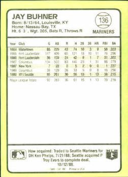 1989 Donruss Baseball's Best #136 Jay Buhner Back