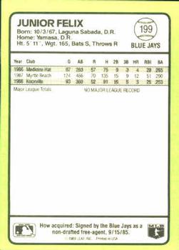 1989 Donruss Baseball's Best #199 Junior Felix Back