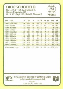 1989 Donruss Baseball's Best #251 Dick Schofield Back