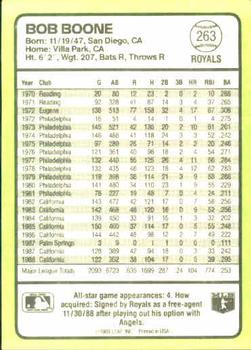 1989 Donruss Baseball's Best #263 Bob Boone Back
