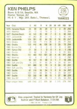 1989 Donruss Baseball's Best #276 Ken Phelps Back