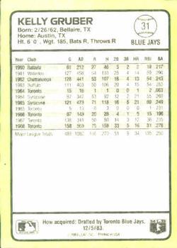 1989 Donruss Baseball's Best #31 Kelly Gruber Back