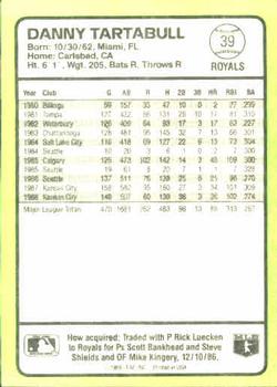 1989 Donruss Baseball's Best #39 Danny Tartabull Back