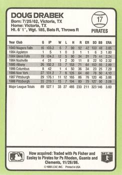 1989 Donruss Baseball's Best #17 Doug Drabek Back