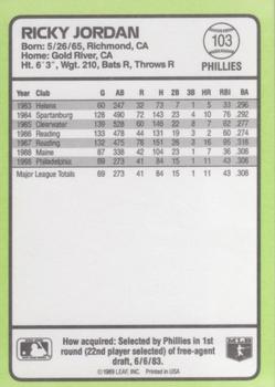 1989 Donruss Baseball's Best #103 Ricky Jordan Back