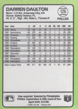 1989 Donruss Baseball's Best #128 Darren Daulton Back