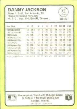 1989 Donruss Baseball's Best #54 Danny Jackson Back