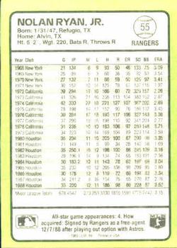 1989 Donruss Baseball's Best #55 Nolan Ryan Back
