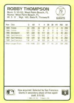 1989 Donruss Baseball's Best #79 Robby Thompson Back