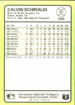 1989 Donruss Baseball's Best #82 Calvin Schiraldi Back