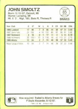 1989 Donruss Baseball's Best #85 John Smoltz Back