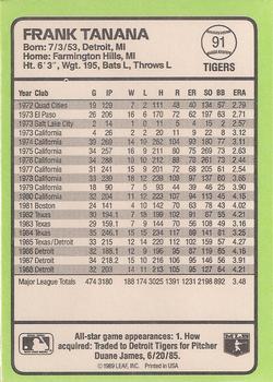 1989 Donruss Baseball's Best #91 Frank Tanana Back