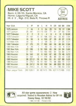 1989 Donruss Baseball's Best #94 Mike Scott Back
