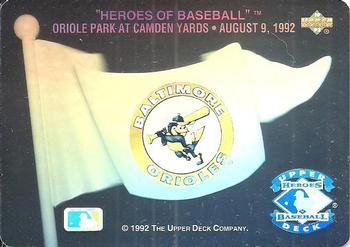 1992 Upper Deck - Heroes of Baseball Pennant Holograms #NNO Baltimore Orioles Front
