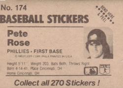 1983 Fleer Star Stickers #174 Pete Rose Back