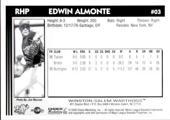2000 Choice Winston-Salem Warthogs Update #03 Edwin Almonte Back