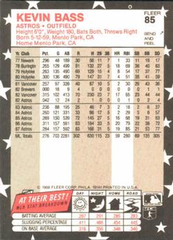 1988 Fleer Star Stickers #85 Kevin Bass Back