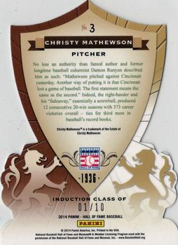 2014 Panini Hall of Fame 75th Year Anniversary - Crusades Gold Die Cut #3 Christy Mathewson Back