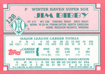 1989 Topps Senior League #128 Jim Bibby Back