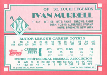 1989 Topps Senior League #7 Ivan Murrell Back