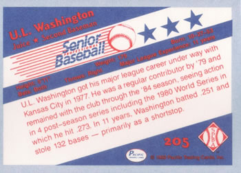 1990 Pacific Senior League #205 U.L. Washington Back