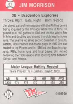 1989-90 T&M Senior League #81 Jim Morrison Back