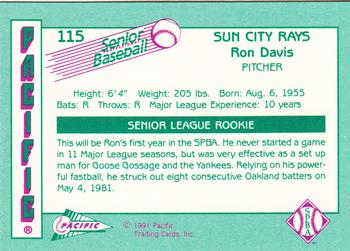1991 Pacific Senior League #115 Ron Davis Back