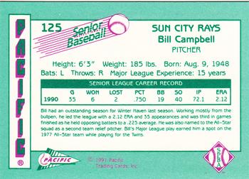 1991 Pacific Senior League #125 Bill Campbell Back