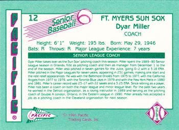 1991 Pacific Senior League #12 Dyar Miller Back