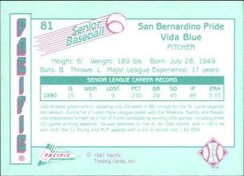 1991 Pacific Senior League #81 Vida Blue Back