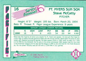 1991 Pacific Senior League #16 Steve McCatty Back