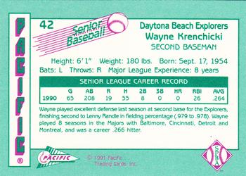 1991 Pacific Senior League #42 Wayne Krenchicki Back