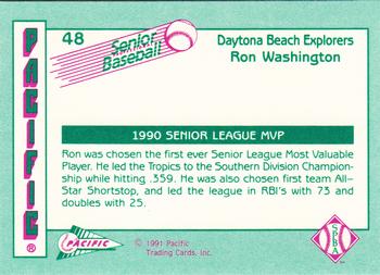 1991 Pacific Senior League #48 Ron Washington Back