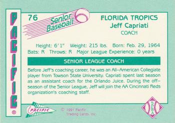 1991 Pacific Senior League #76 Jeff Capriati Back