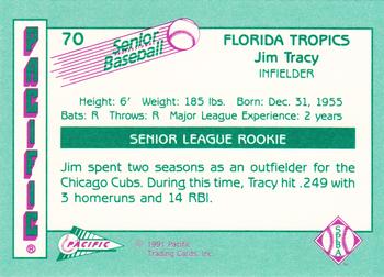 1991 Pacific Senior League #70 Jim Tracy Back