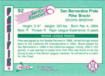 1991 Pacific Senior League #92 Mike Brocki Back