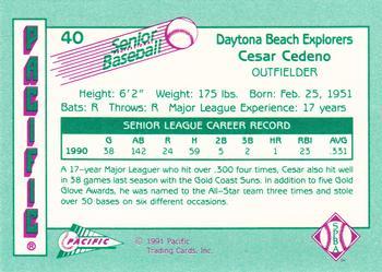 1991 Pacific Senior League #40 Cesar Cedeno Back