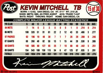 1990 Post Cereal #15 Kevin Mitchell Back