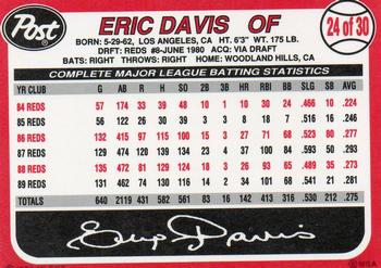 1990 Post Cereal #24 Eric Davis Back
