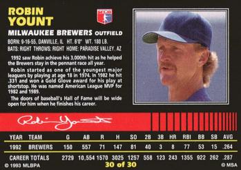 1993 Post Cereal #30 Robin Yount Back