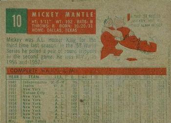 1959 Topps Venezuelan #10 Mickey Mantle Back