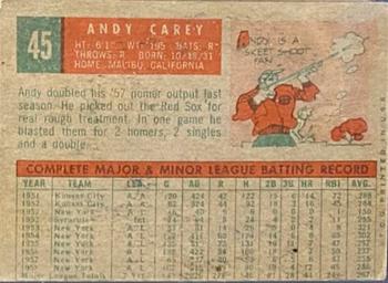 1959 Topps Venezuelan #45 Andy Carey Back