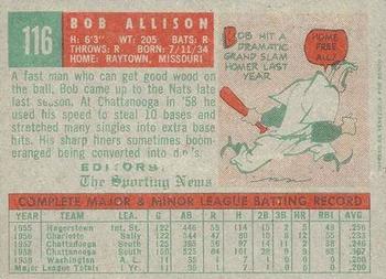1959 Topps Venezuelan #116 Bob Allison Back