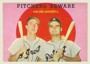 1959 Topps Venezuelan #34 Pitchers Beware (Al Kaline / Charley Maxwell) Front