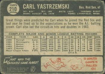 1964 Topps Venezuelan #210 Carl Yastrzemski Back