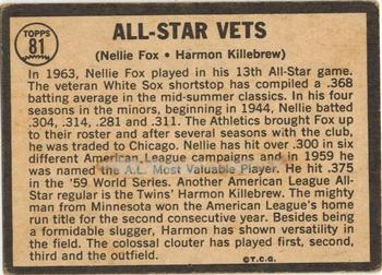 1964 Topps Venezuelan #81 All-Star Vets (Nellie Fox / Harmon Killebrew) Back